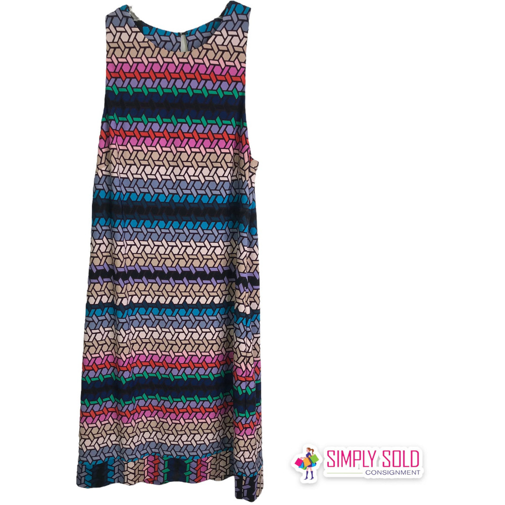 Trina Turk Women Macee Shift Dress Sleeveless Multicolor Stretchy Round Neck 4/6